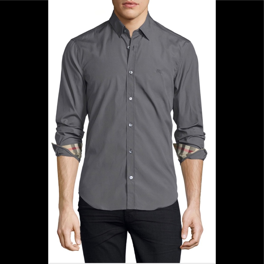 Burberry Button Up Dress Shirt Gray